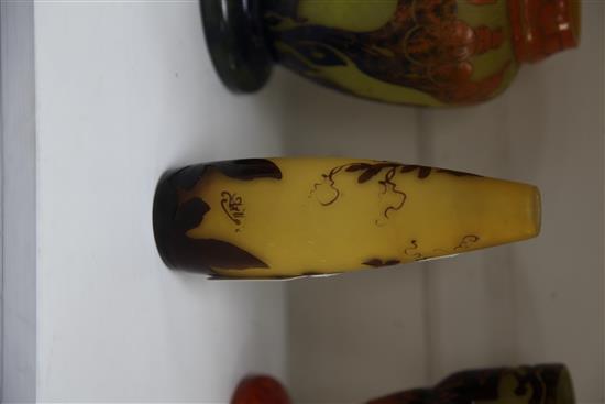 A Galle cameo glass conical vase, c.1905, height 18cm